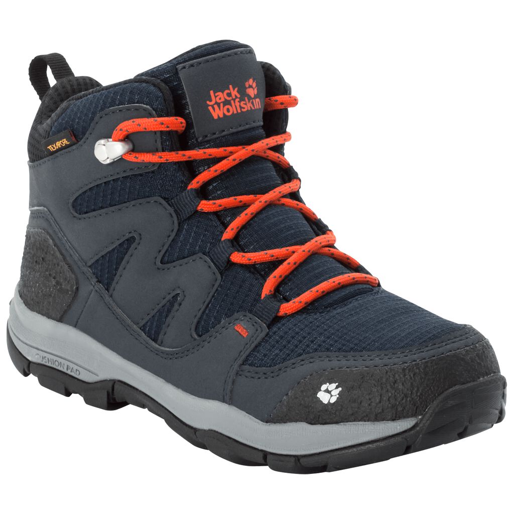 Jack Wolfskin MTN ATTACK 3 TEXAPORE MID Chaussures Enfant Bleu Foncé/Orange - WKTEADF-50